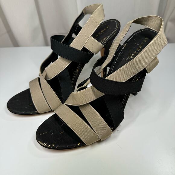 Ivanka Trump Acadia Elastic Strap Sandals 4" Heels Light Natural Womens Size 10M - Picture 3 of 9